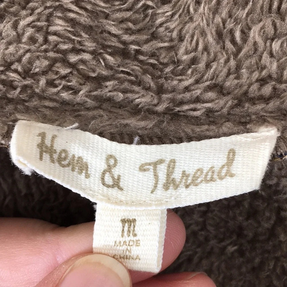 Hem & Thread‎ Blue Plaid Flannel Jacket Womens Medium Drape Front - Picture 5 of 10